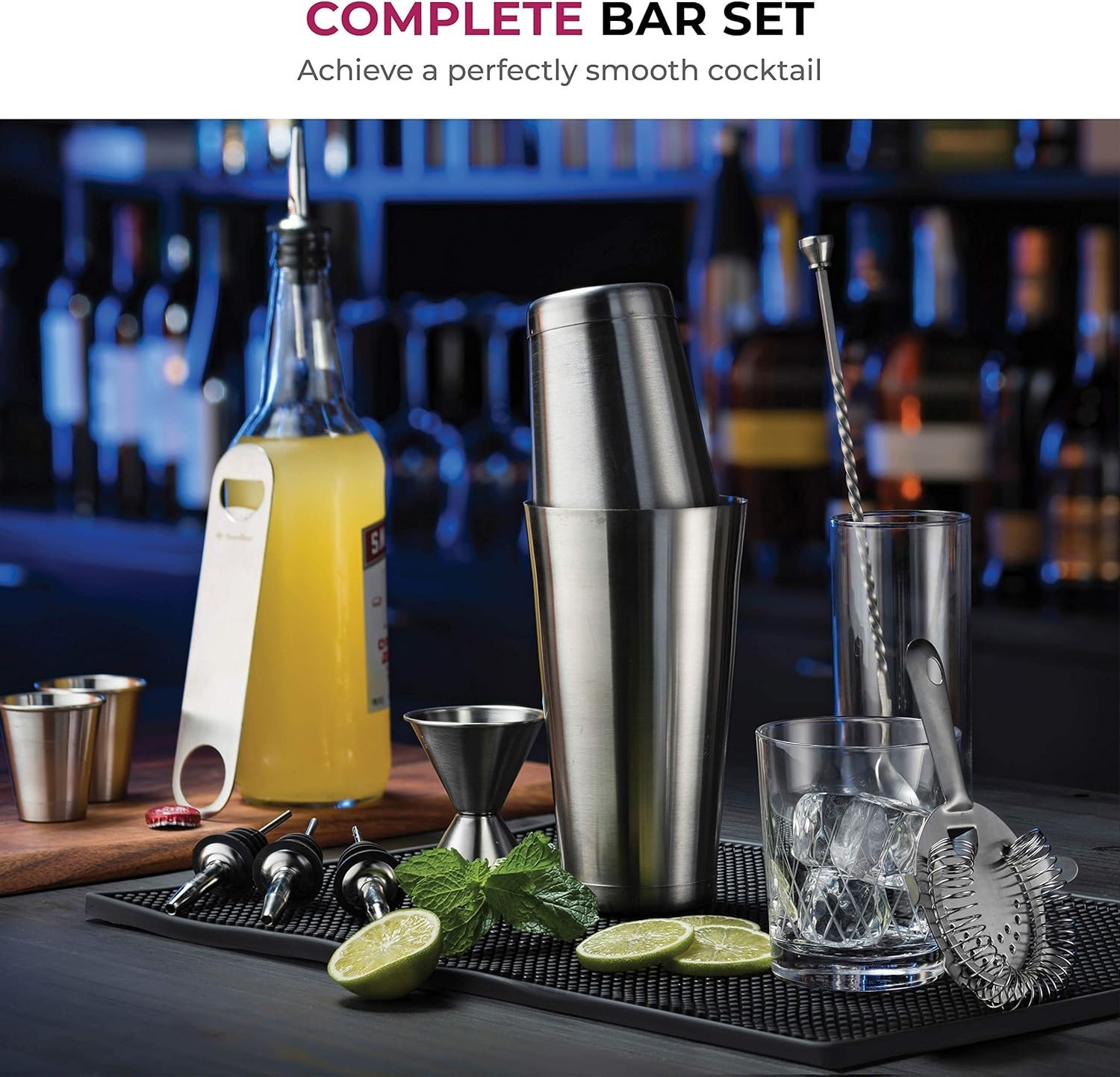 Expert 14-Piece Cocktail Shaker Bar Set – Stainless Steel Bartender Kit New