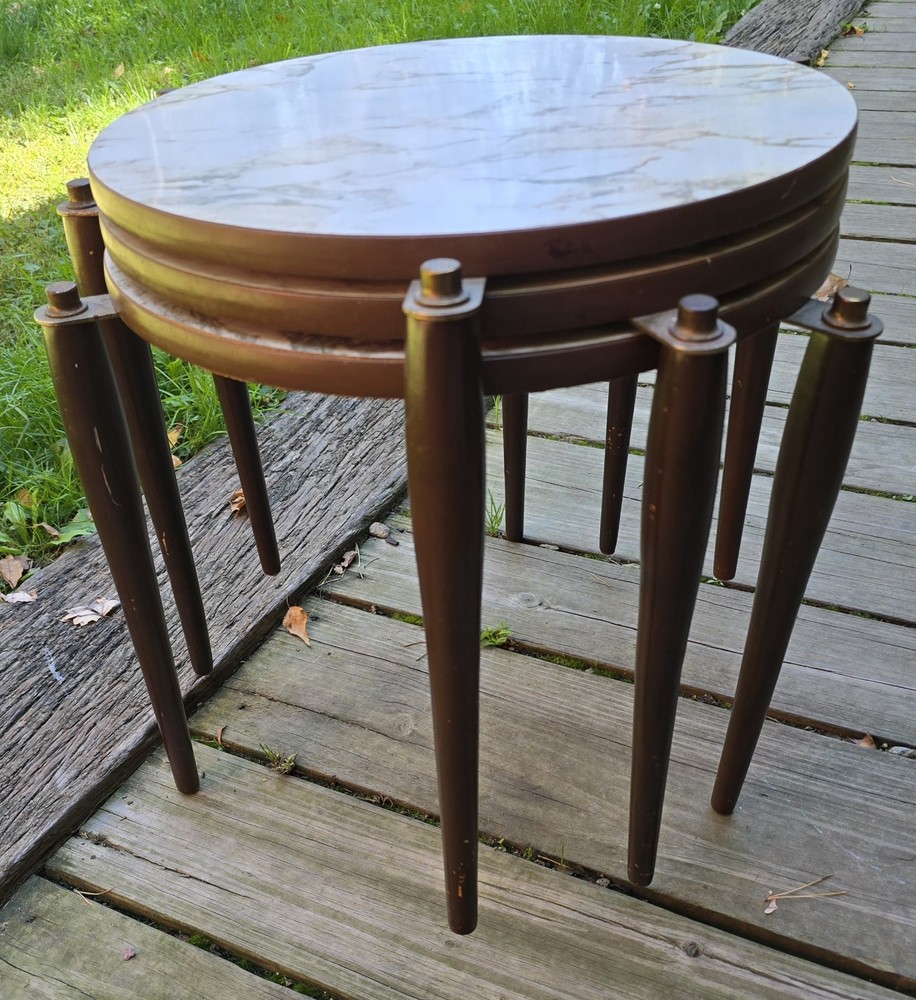 Mid Century Vintage Stacking Tables 3 MCM Nesting