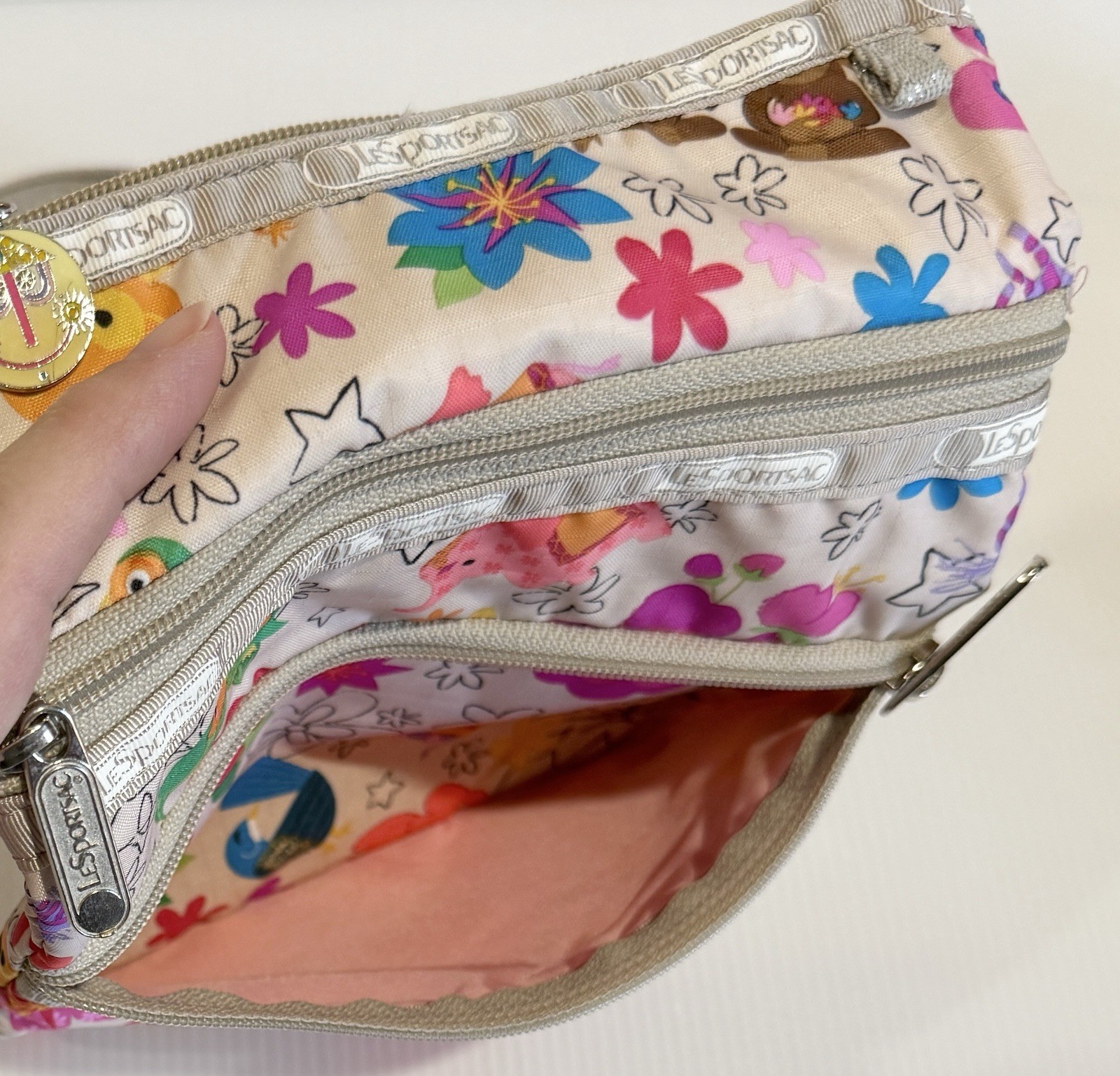 Disney LeSportsac It's A Small World Animal Print Zoo 3 ZIP Crossbody Bag