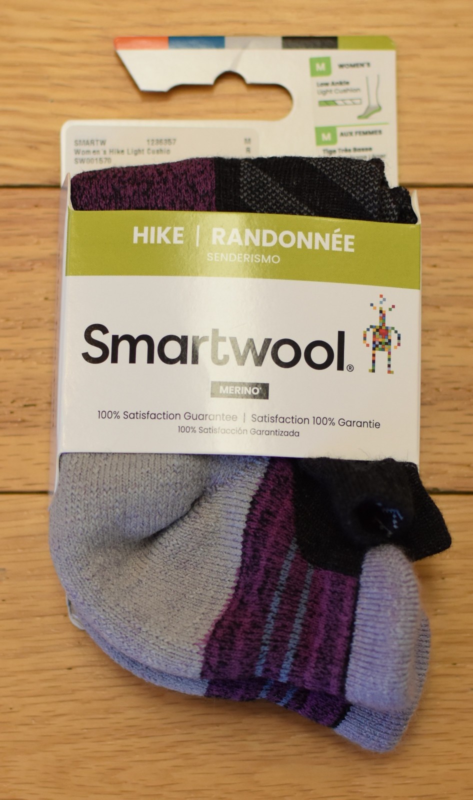 NWT SMARTWOOL Hike Light Cushion Women's Low Ankle Socks-M @$20 CHARCOAL/PURPLE