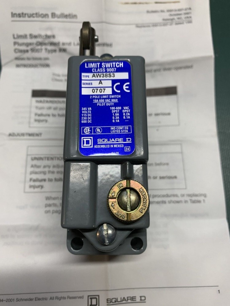 Square D Position Switch Roller Plunger