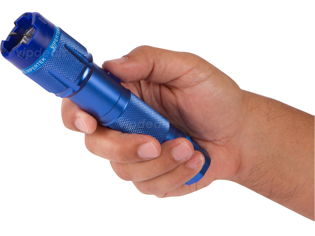 VIPERTEK Stun Gun VTS-T03 BLUE 500 BV Metal Rechargeable LED Flashlight