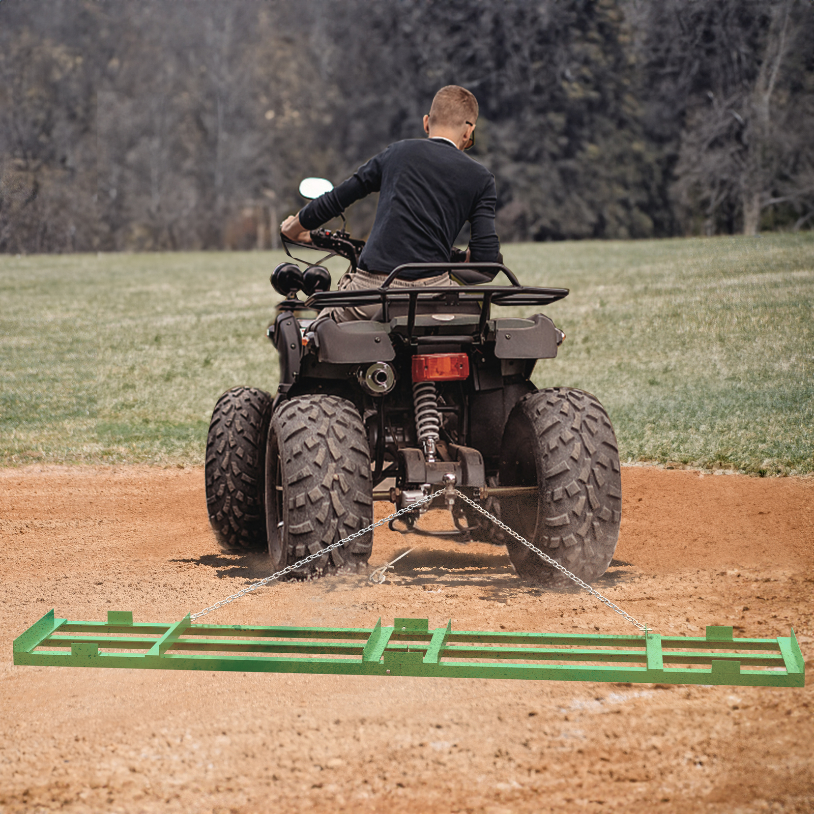 8 Ft Drag Harrow Grader Yard Lawn Leveling Tool for ATV/UTV Tractor W/Chain
