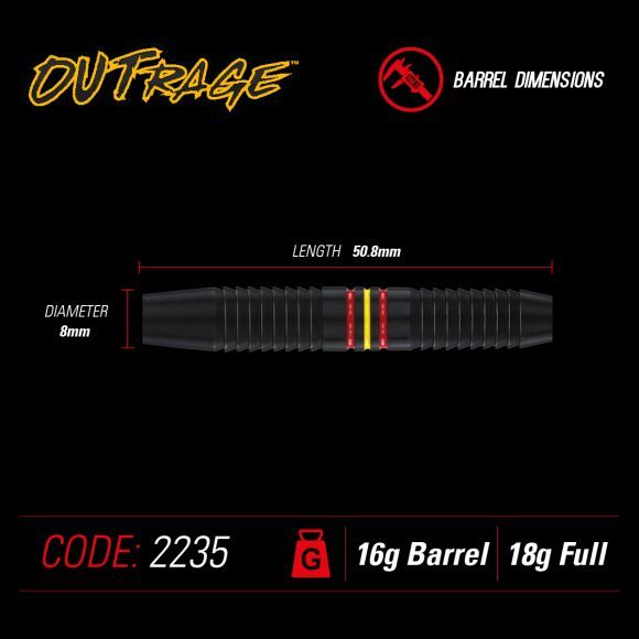 Winmau Outrage 18 gram Brass Soft Tip Darts