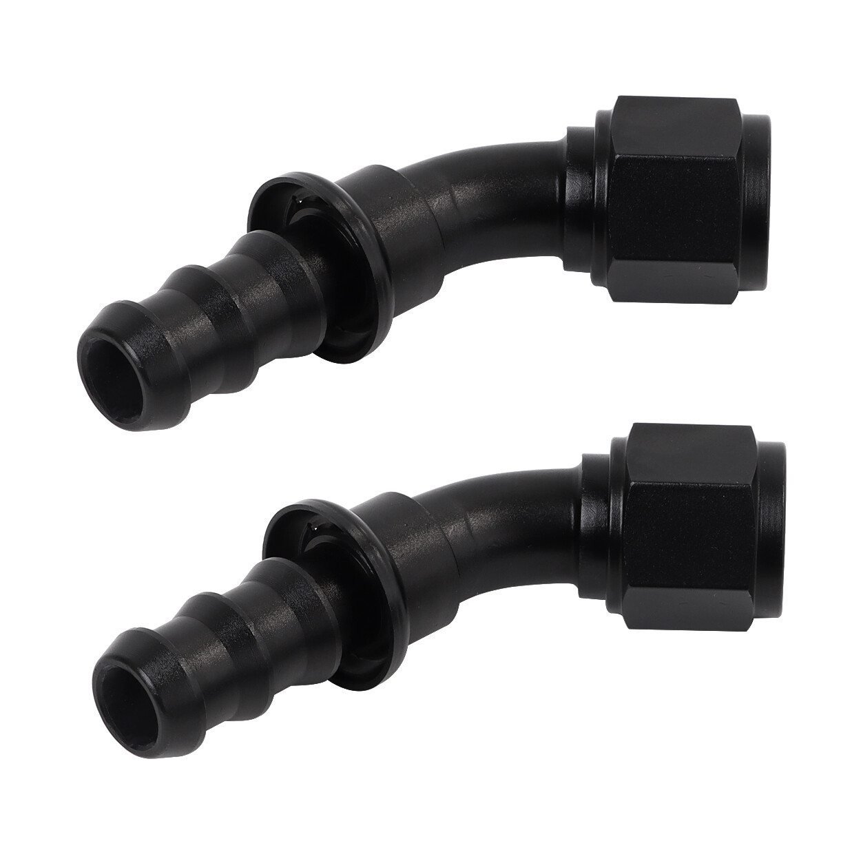 LokoCar 6AN 8AN 10AN Push Lock Hose Fitting End 0° 45° 90° Degree Black 2PCS