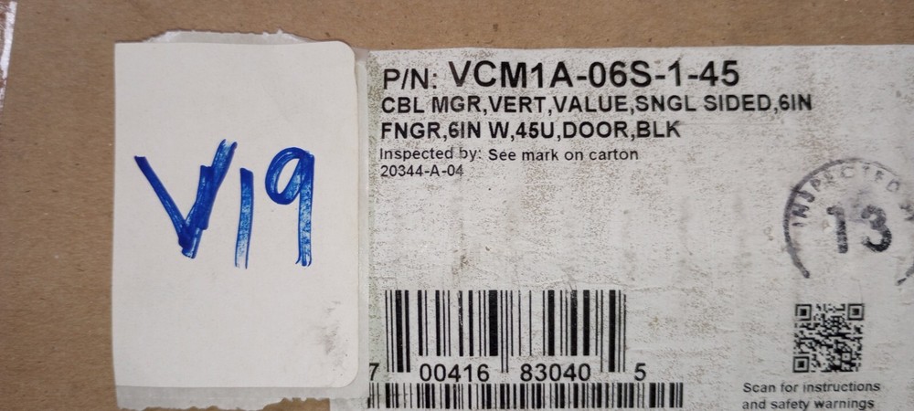 Siemon - VCM1A-06S-1-45 - Siemon Value Vertical Cable Manager, 45U, Single-Sided