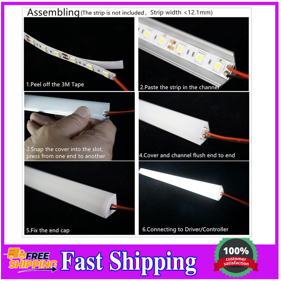 20-Pack 3.3FT 1Meter V Shape LED Strip Aluminum Channel Diffuser System, Extrude