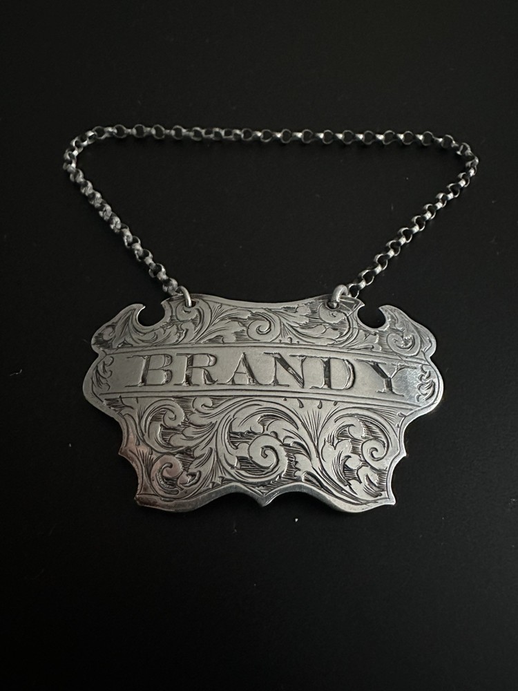 Victorian Solid Silver Brandy Decanter Label Wine Label George Unite 1853