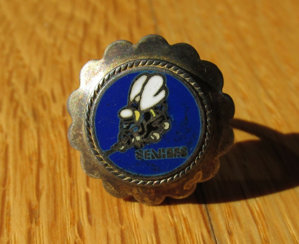 US Navy USN Seabee ring Silver enameled