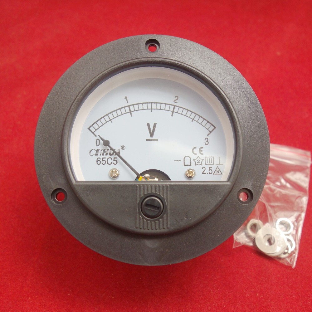 2PCS DC 0-3V Round Analog Voltmeter Voltage Panel Meter Dia.90mm direct Connect