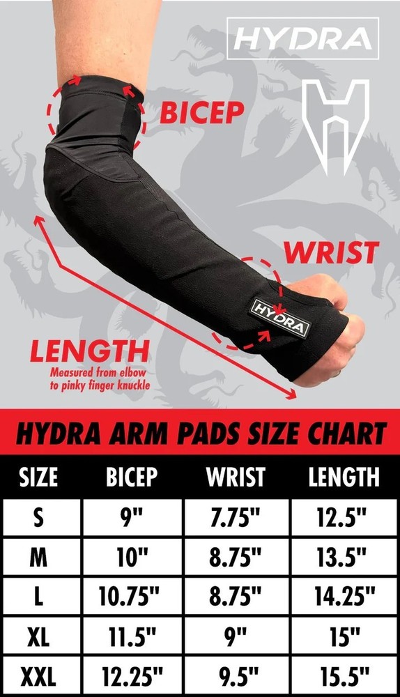 NEW Hydra Black Arm Pads - Black/Grey - Medium