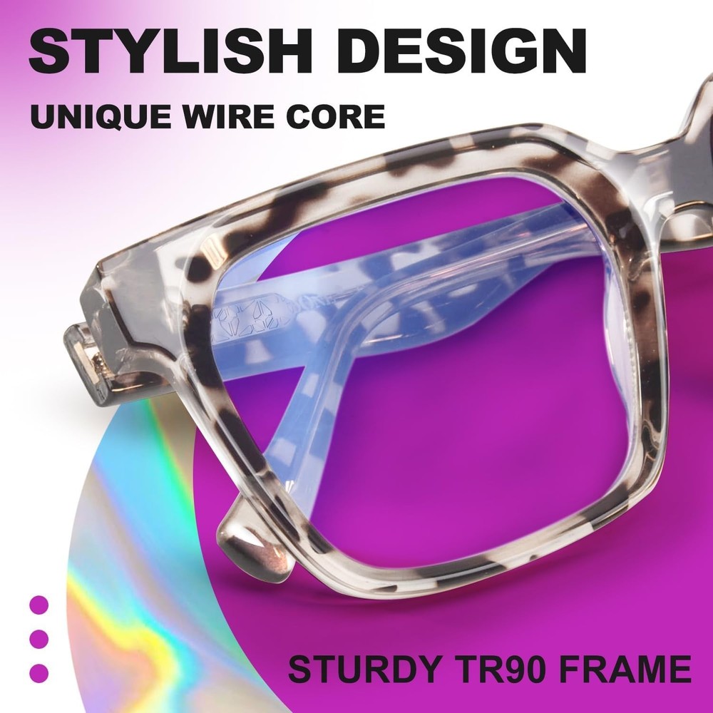 Rectangle TR90 Blue Light Blocking Glasses Computer Eyewear with Preppy Look ...