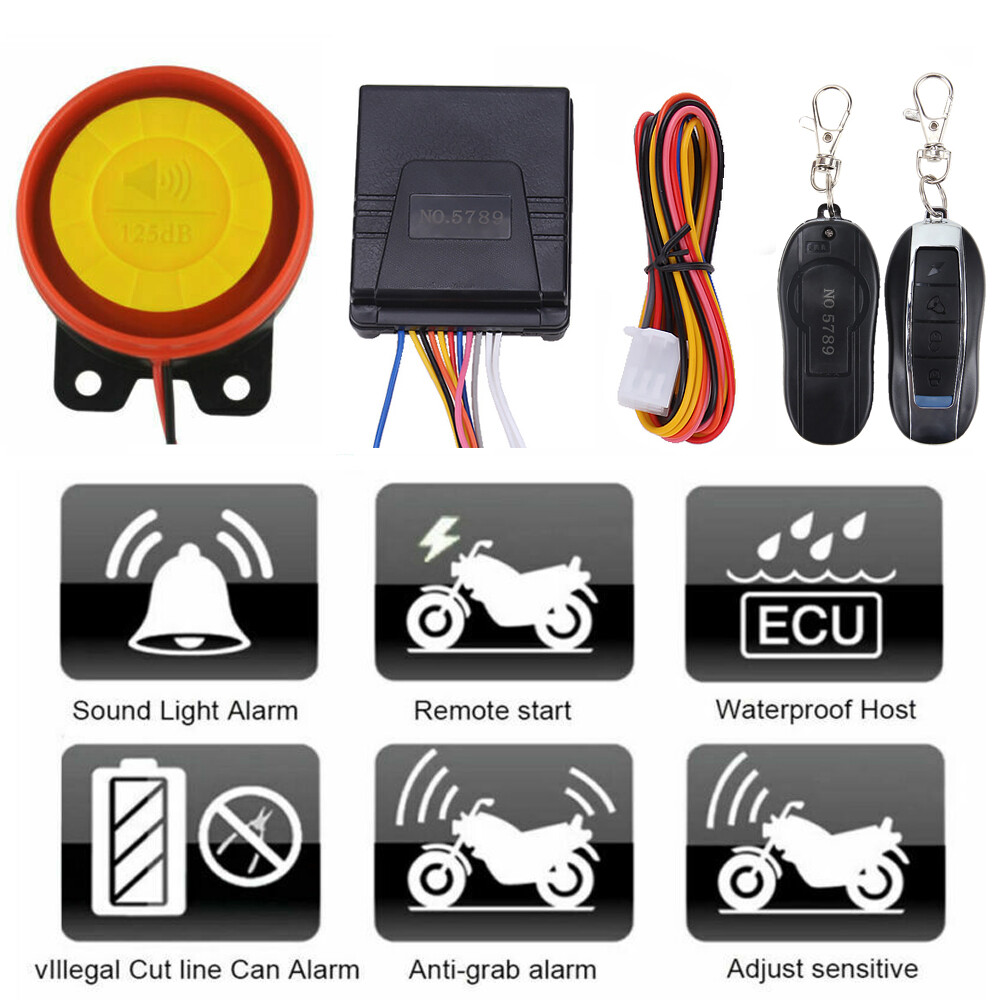 New Motorcycle Scooter ATV Security Alarm System Anti-theft Remote Control Start
