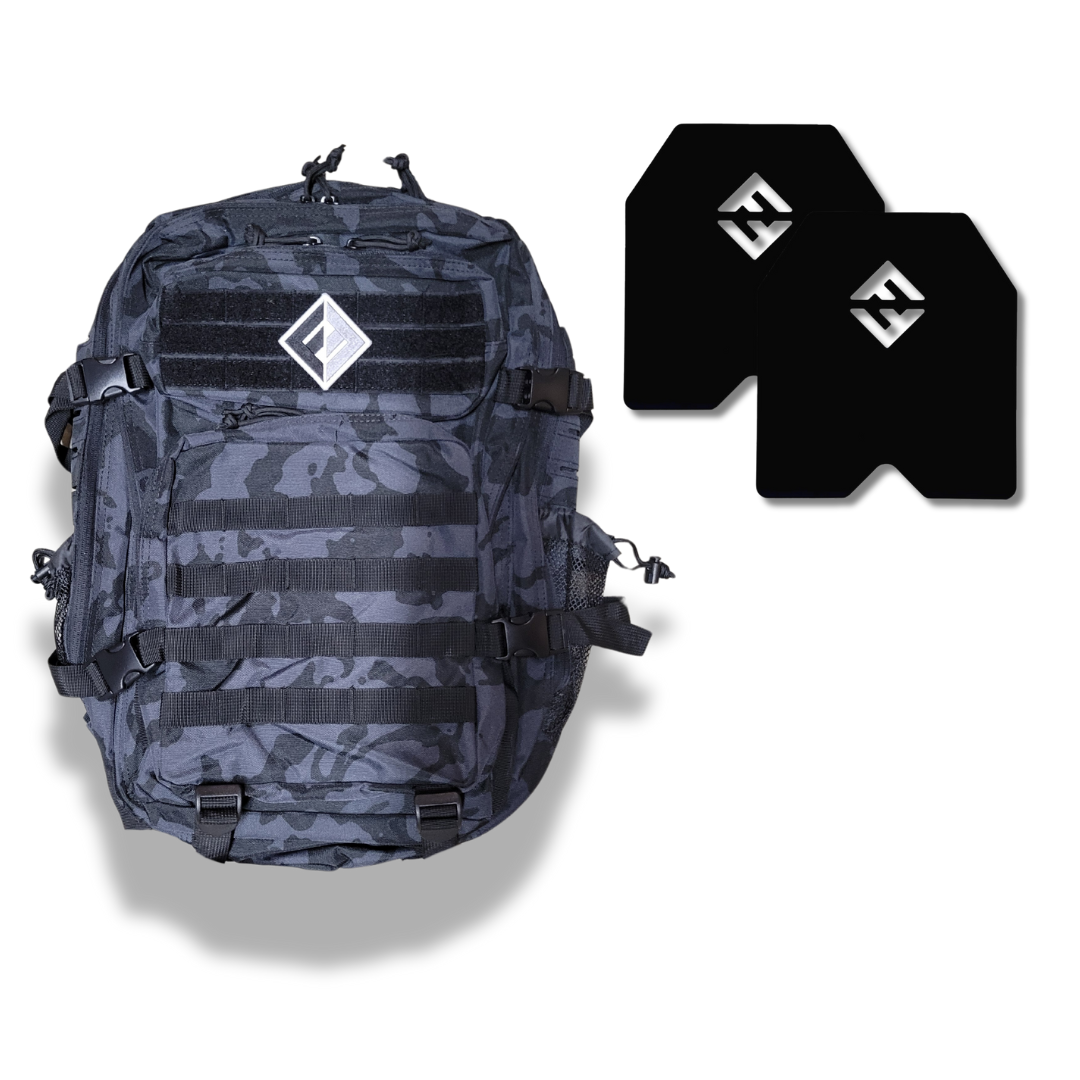 F&F STEEL Tactical Fitness Backpack with Weight Plates for Rucking and Training