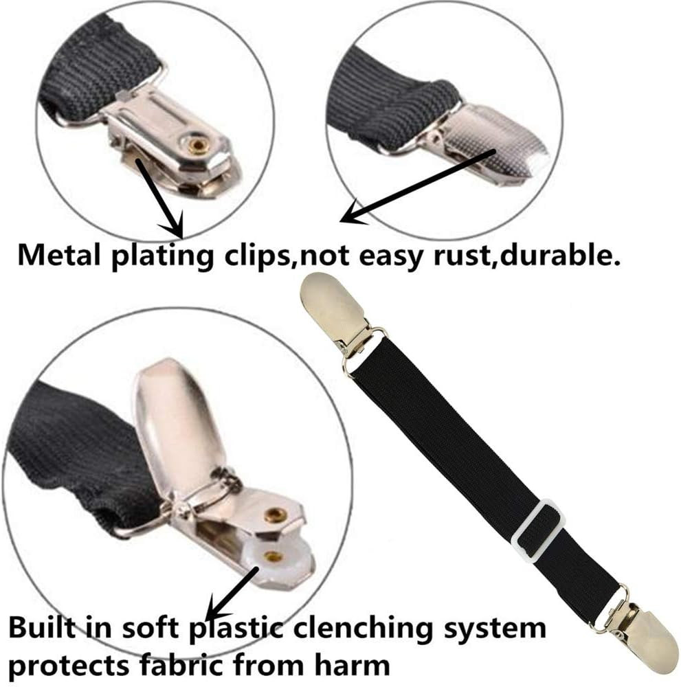 Bed Sheet Clips Straps Sheet Holder Mattress Clips, Adjustable Elastic Bed Sheet