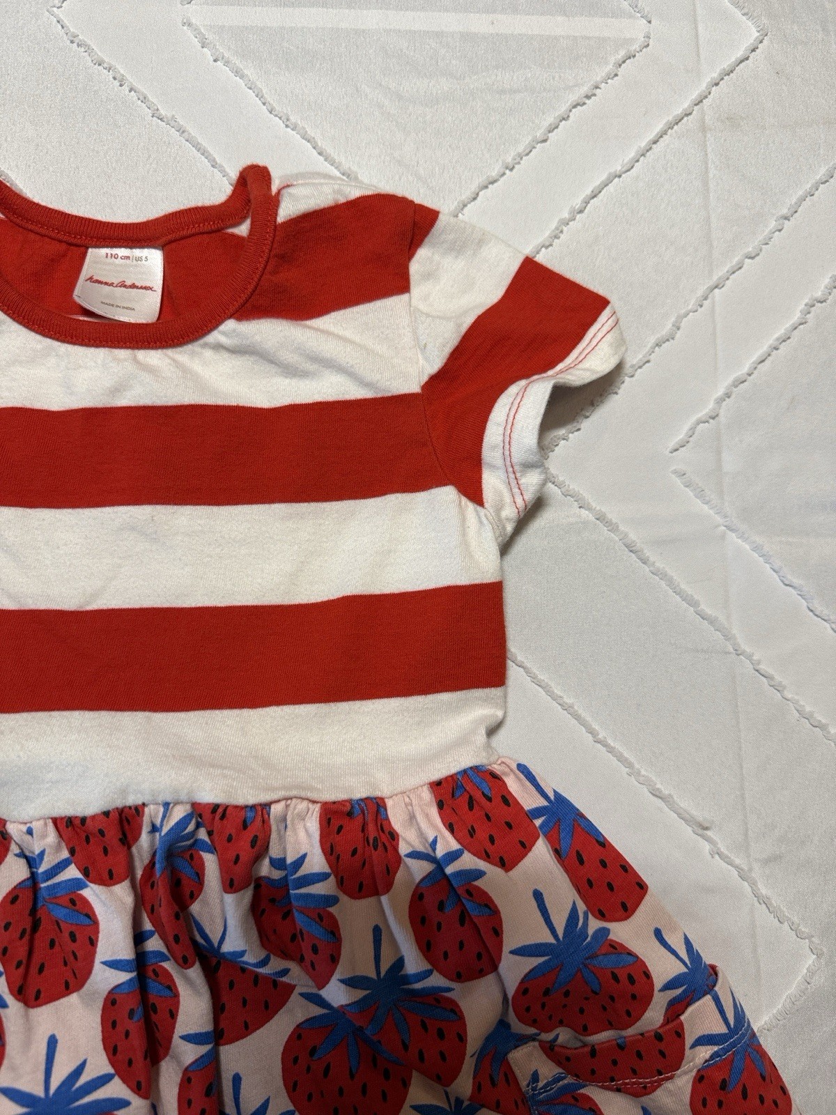 HANNA ANDERSSON T-Shirt Dress Sweet Strawberry Print Pockets 110 Girls 5