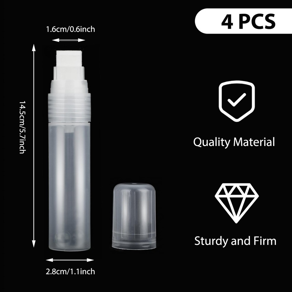 4 Pcs Refillable Paint Pens Empty Graffiti Markers transparent
