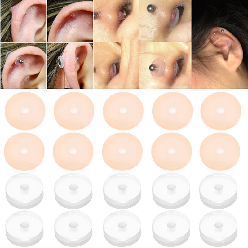 10pcs Clear/Nude Disc Pads no Pull Piercing Disc for Piercing Bump Silicone~ ⇖