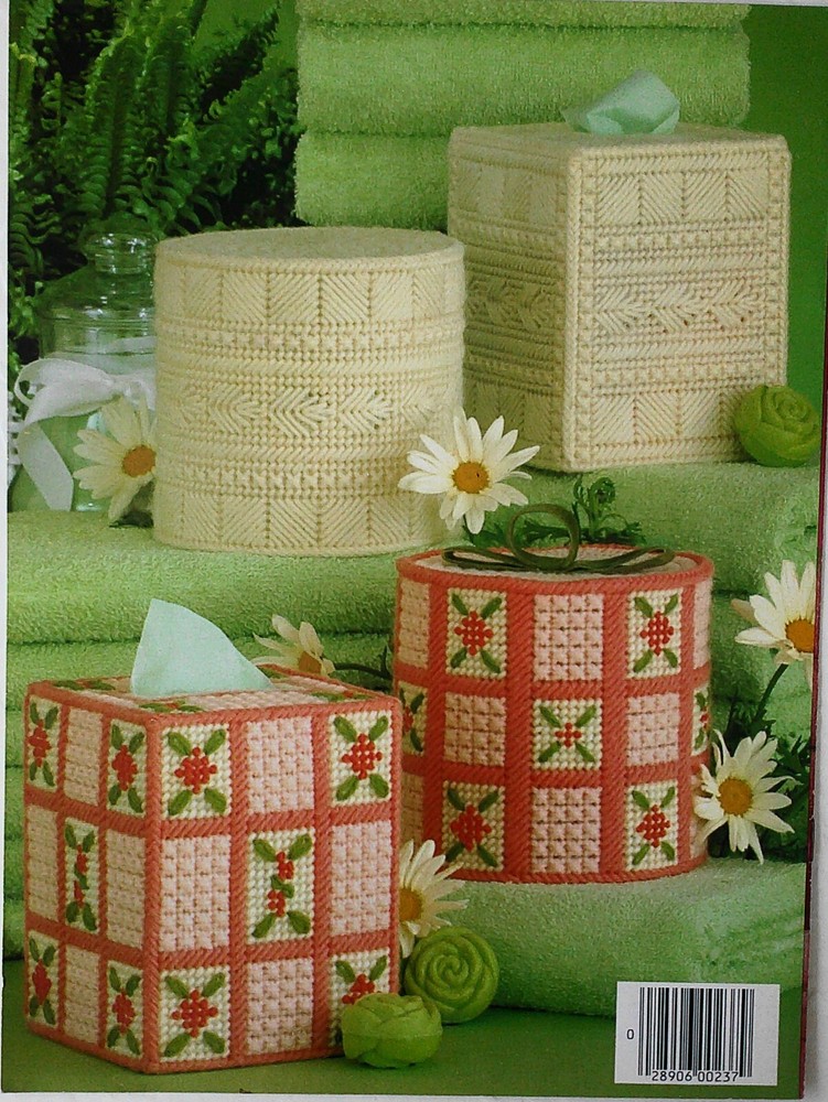 Leisure Arts Bathroom Tissue Sets Carole Rodgers Plastic Canvas Pattern