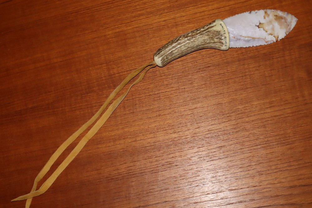 {OOAK} WHITE RIVER AGATE KNAPPING SKINNING KNIFE FULLY FUNCTIONAL