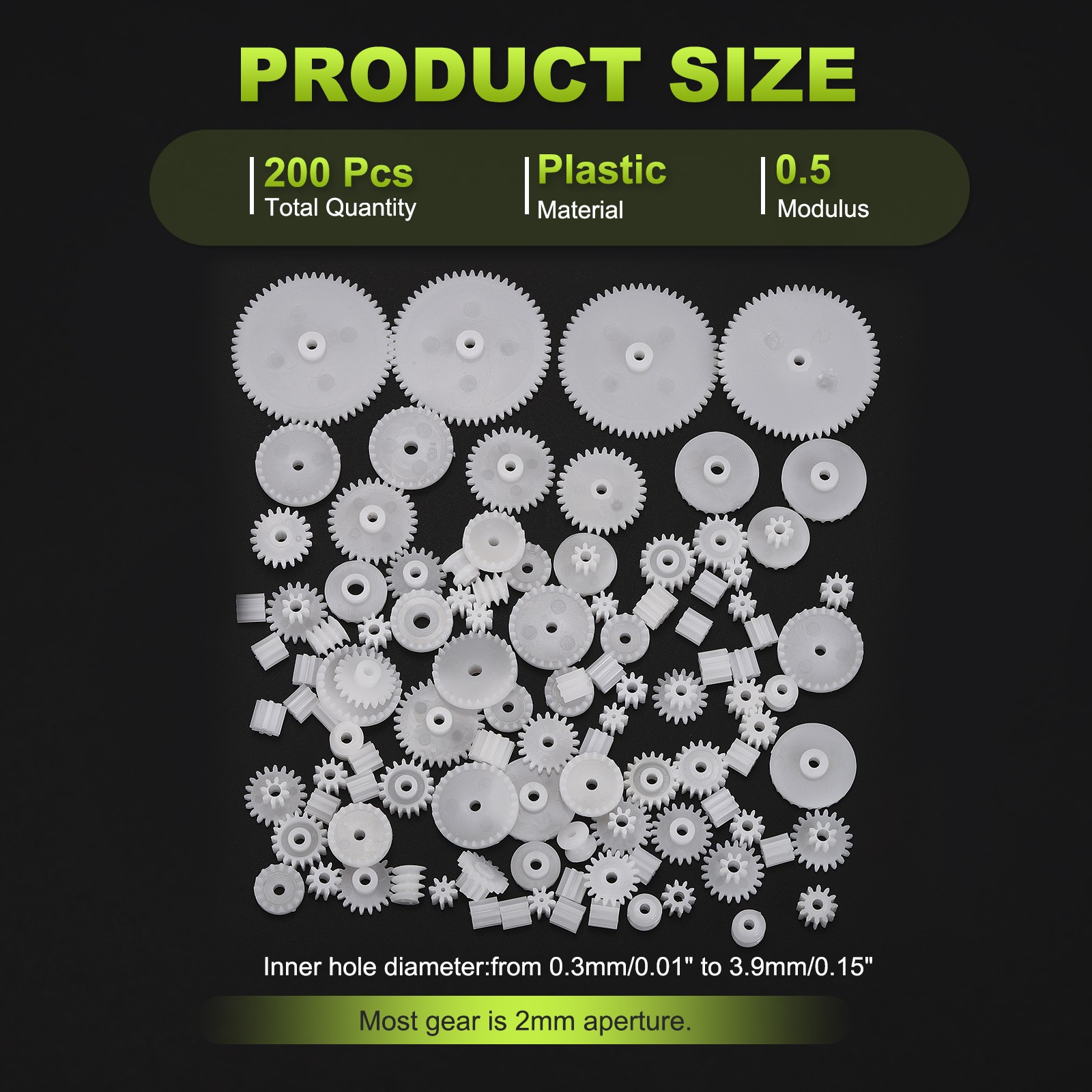 Plastic Gear Set Small Worm Motor Gears Module 0.5 Pack of 200