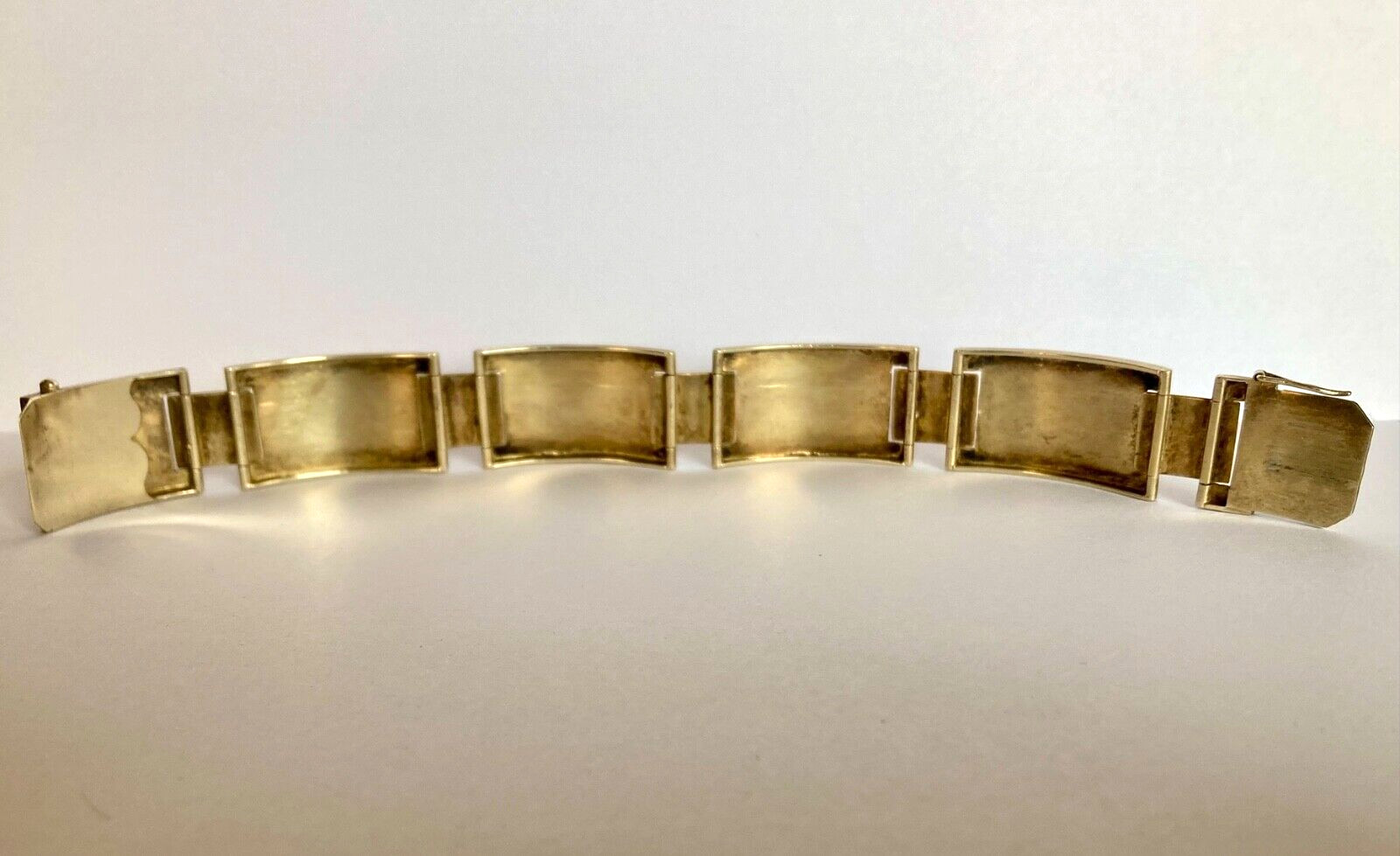 VintageGold Vermeil 835 Silver Floral Hinged Panel Bracelet-Very Rare-Hallmarked