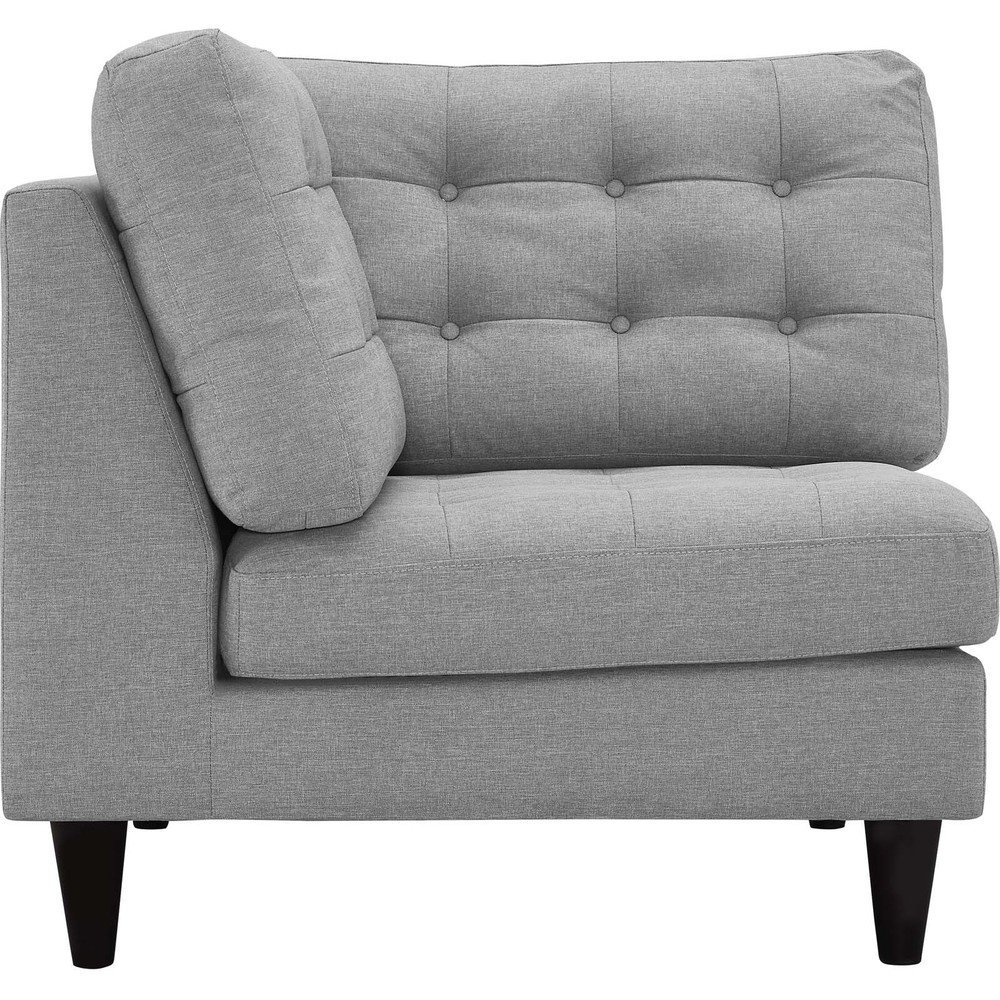 Modway Empress Upholstered Fabric Corner Sofa in Light Gray
