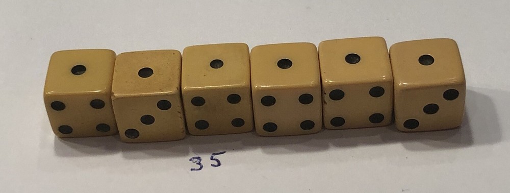 Three Pair Butterscotch Bakelite 1/2” Vintage Dice (Tested)