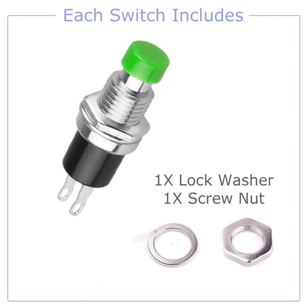 12Pcs Universal 1A 250V AC 2 Pins SPST Momentary Push Button On Off Micro Switch