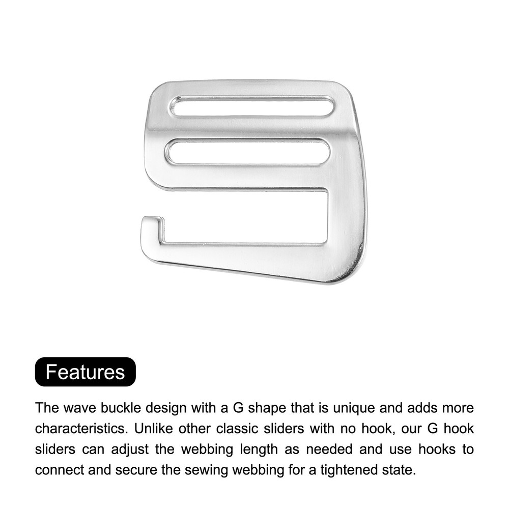 1.26" Webbing Release G Hook Buckle Adjusters for Backpack Strap, 4Pcs Silver