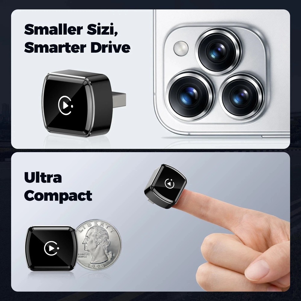 4-in-1 Wireless CarPlay Android Auto Adapter Plug & Play USB for iPhone Android