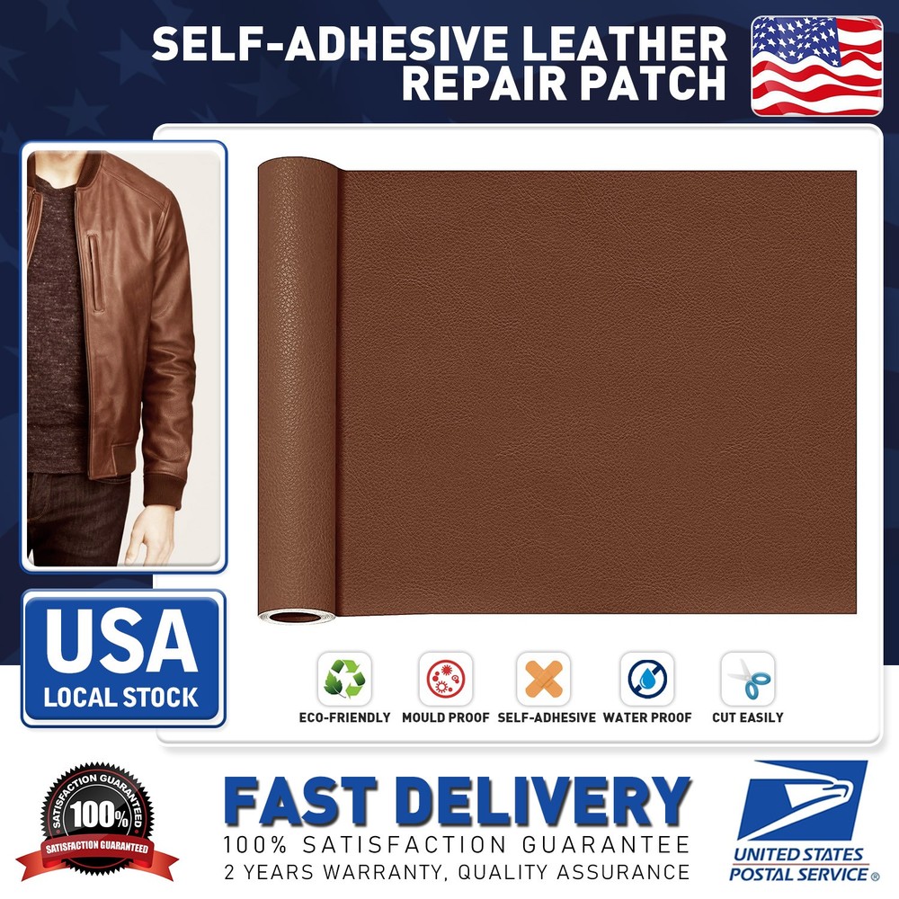 Self Adhesive Brown Leather Repair Patch DIY, Patch Holes/Rips in Car seat Sofas