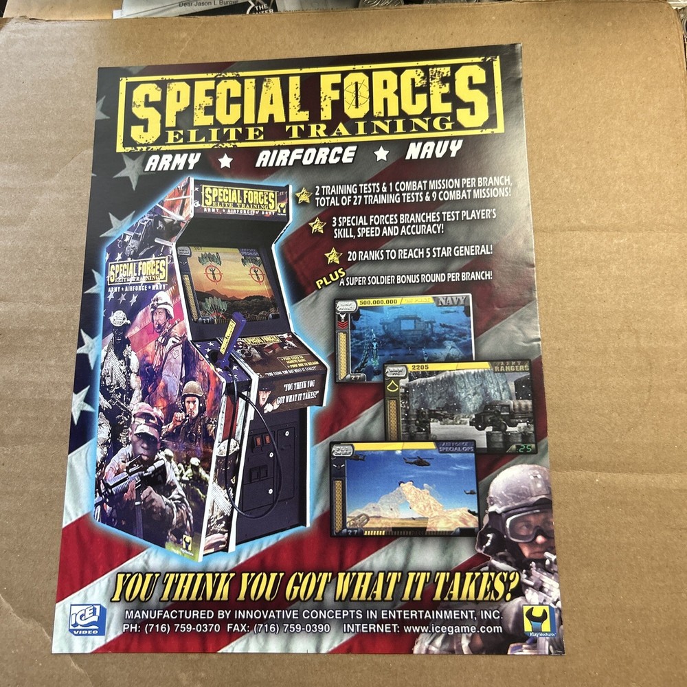 original ad  11- 8"special Forces 2003 Ice ARCADE VIDEO GAME FLYER