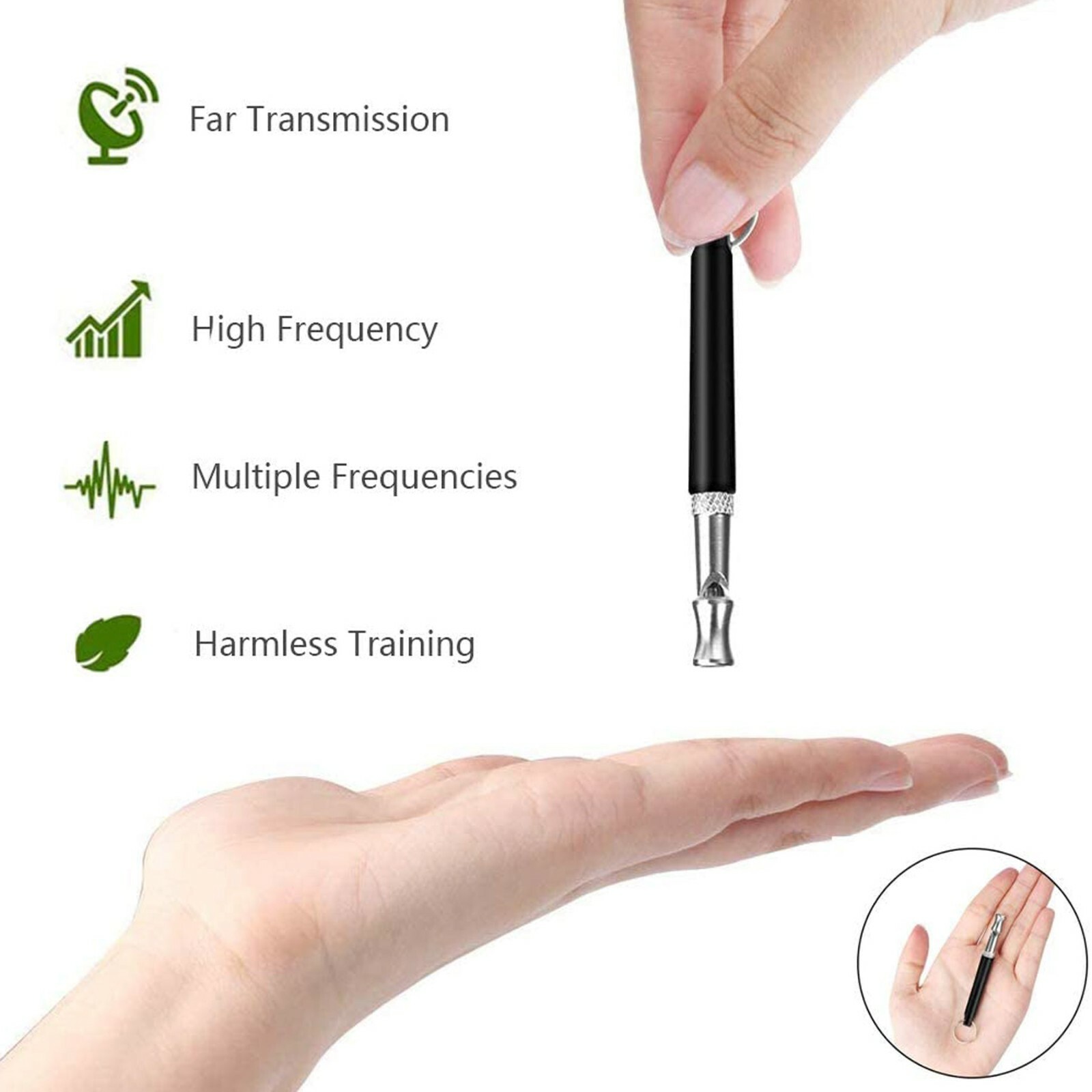 2pc Dog Training WHISTLE UltraSonic Obedience Stop Barking Pet Sound Pitch Black