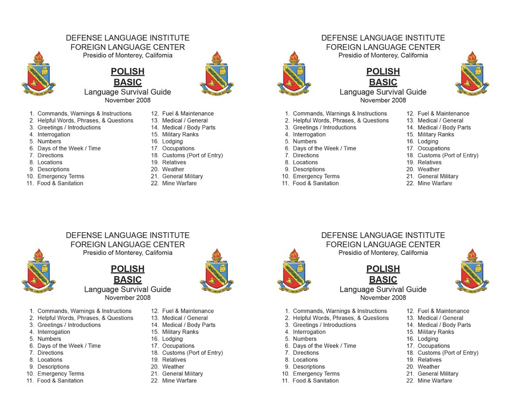 Defense Language Institute DLI BASIC POLISH Text & 600+ MP3 Audio CD