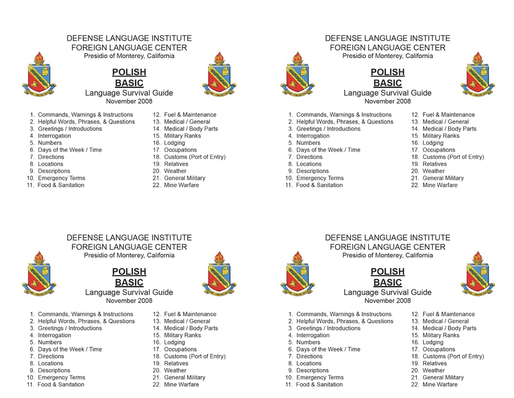 Defense Language Institute DLI BASIC POLISH Text & 600+ MP3 Audio CD
