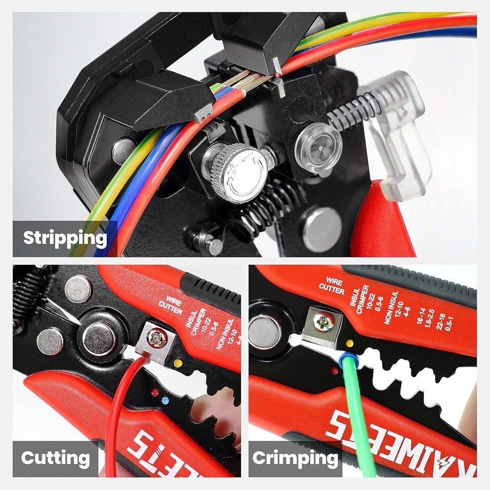 KAIWEETS Self Adjusting Wire Stripper - 3 in 1 Heavy Duty Automatic Wire Strippi