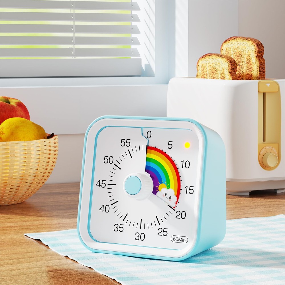 Visual Timer for Kids with Pause Function, Cute Silent Timer with Rainbow for...
