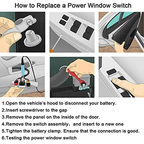 Driver Side Power Window, Door Lock & Mirror Switch 3pcs Switch with Tool