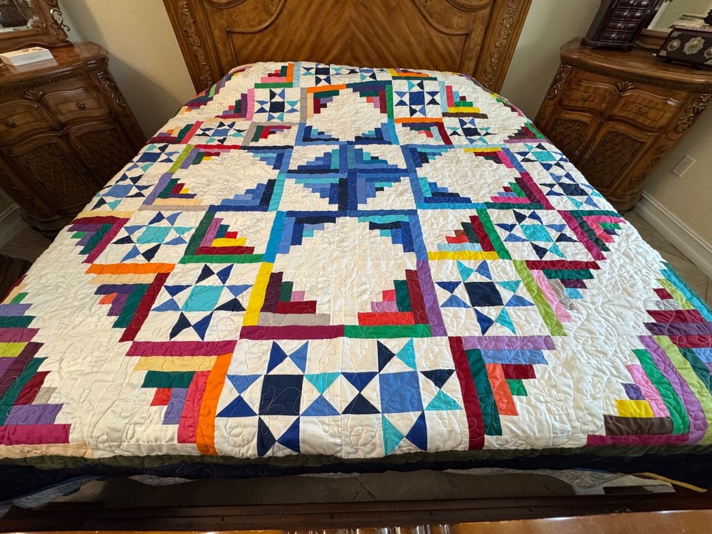 Queen Size  Machine Pieced And quilted  Patchwork Quilt