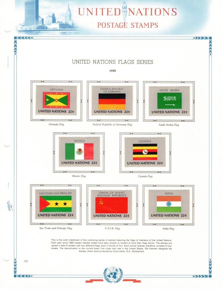 UNITED NATIONS in 135-Pg WHITE ACE ALBUM ~ 1951 to 1988 ~ 793 Stamps, Mint, F/VF