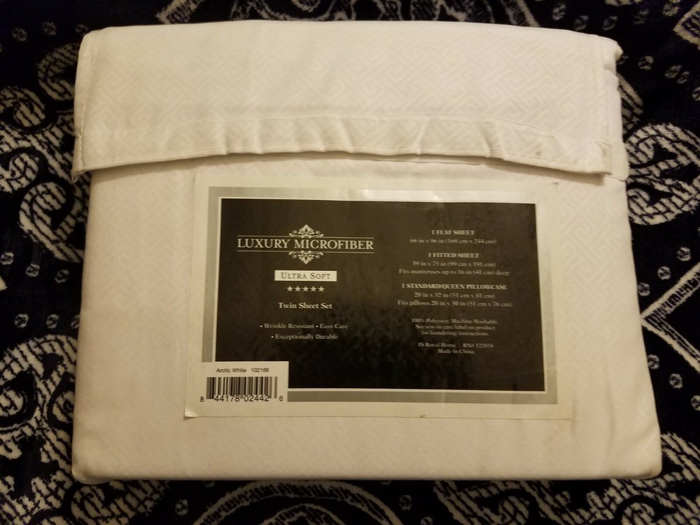 JS Royal Home Luxury Microfiber Sheet Set Twin White