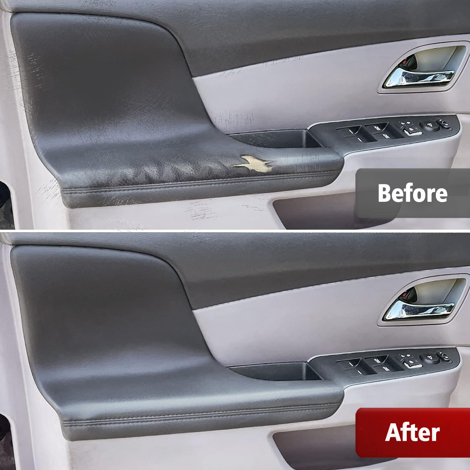 2Pc For Honda Odyssey 2011-2017 Door Armrest Replacement Cover Leather Dark Gray