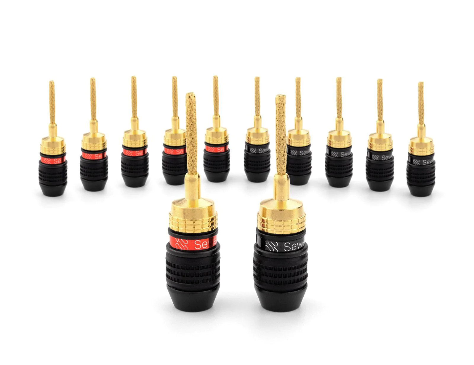 Sewell Deadbolt Flex Pin Banana Plugs for Spring Loaded Speaker Terminals