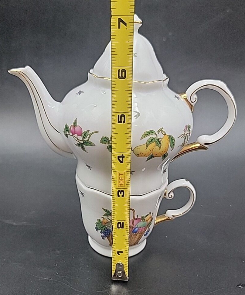 Fruit Basket Porcelain Tea For One Set - EUC