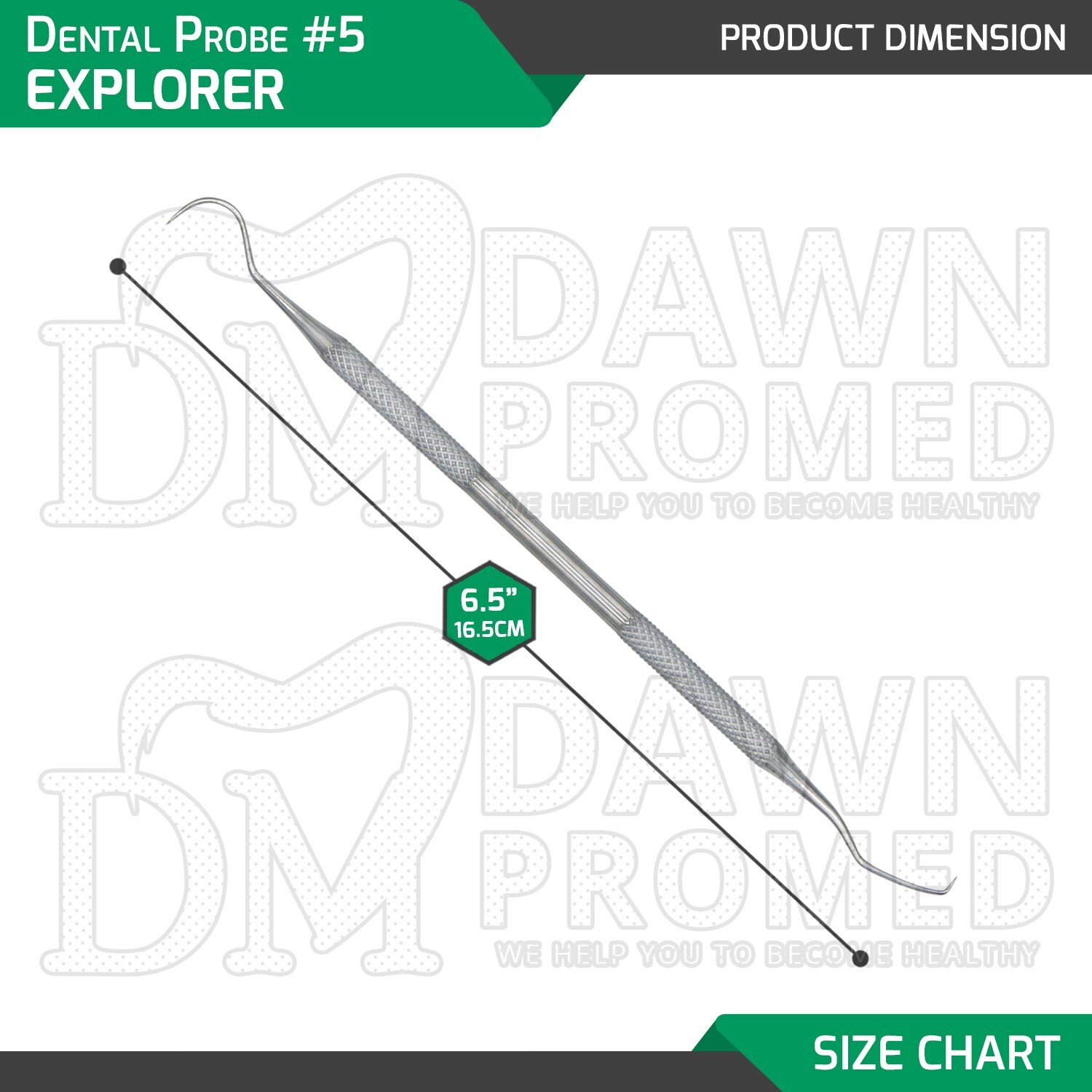 12 Pcs Dental Probe #5 Explorer Double Ended Denture Instruments German Grade