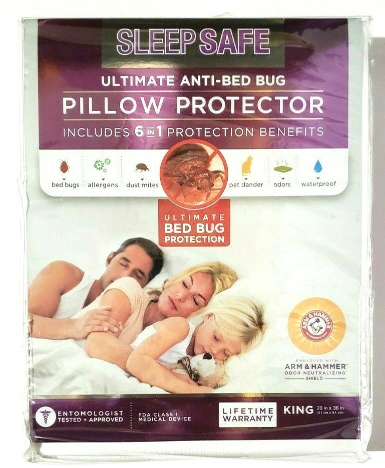 Sleep Safe Pillowcase Pillow Protector White King Size, Pillowcase