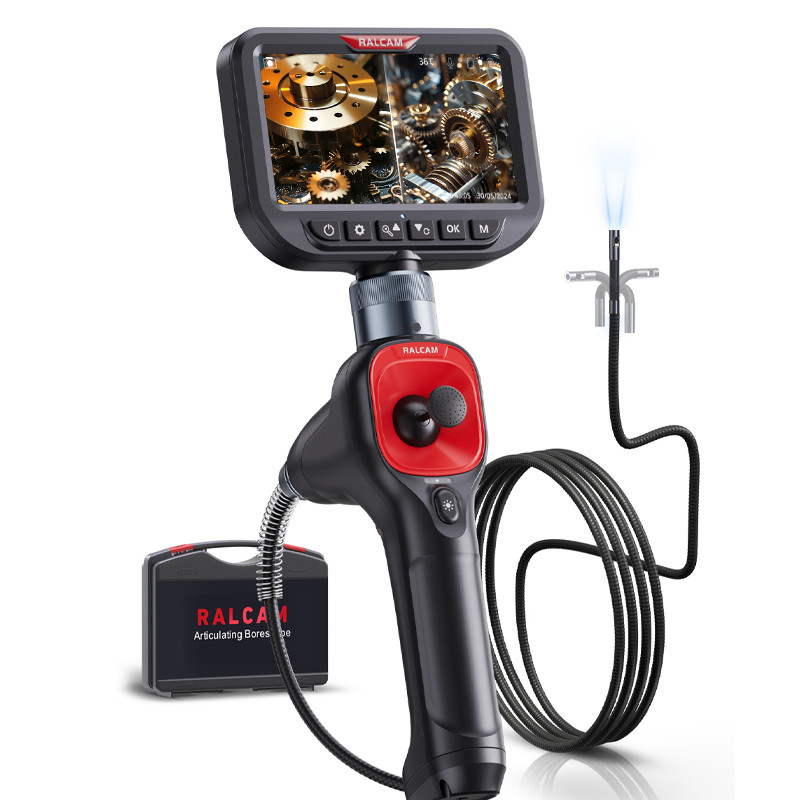 Ralcam 4 Ways 360° Dual Lens Borescope 5" Endoscope Inspection Camera 5ft semi