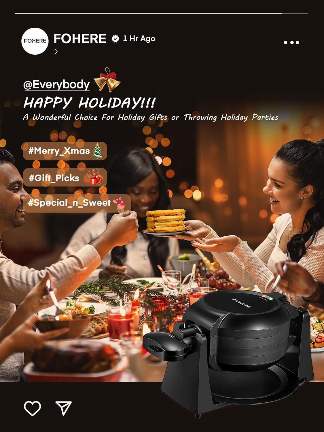 Commercial Hotel Double Belgian Waffle Maker Iron Rotating Baker Pan Machine US