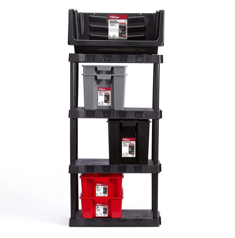 Heavy Duty Nesting Plastic Stack Bin, Black